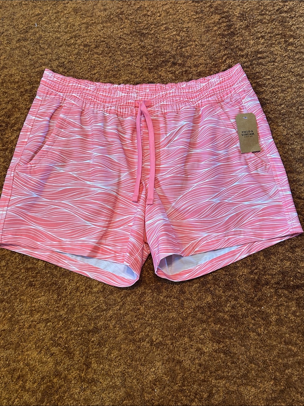 Field & Stream Pink Wave Print Women's Athletic Shorts